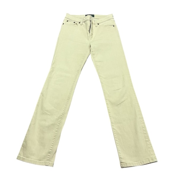 Lauren Ralph Lauren Cream Straight Leg Jeans Size 4 Petite Classic old money - Picture 1 of 8
